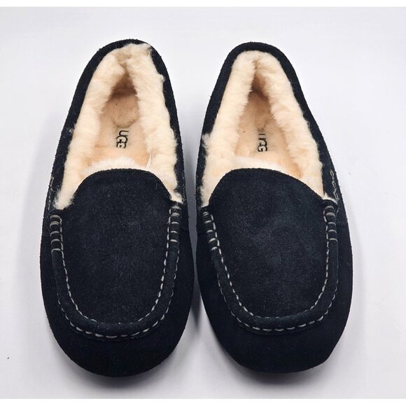 NWT Ugg Women's Black Suede \Ansley Water-Resistant Moccasin Slippers Sz 11 2998 - Picture 9 of 16